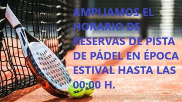 NUEVO HORARIO PISTAS DE PADEL